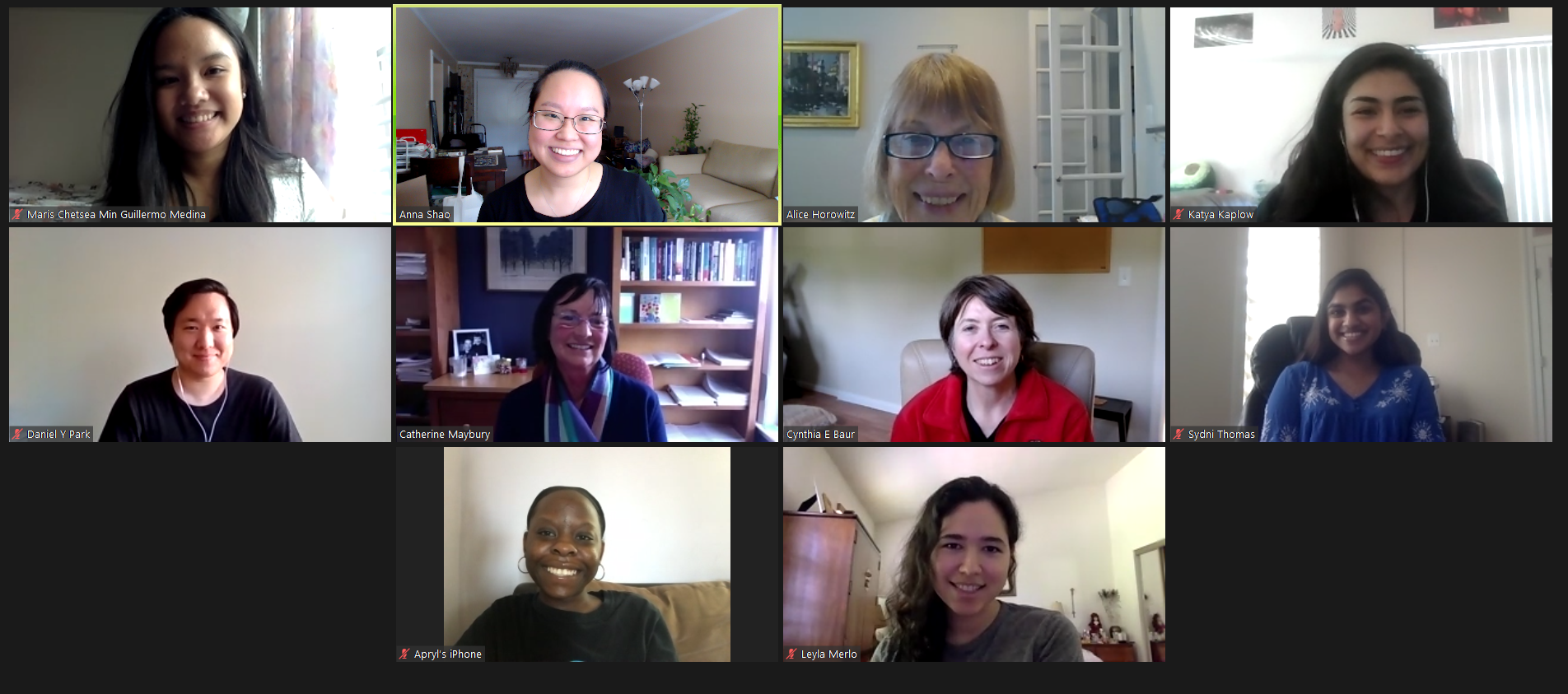 Ten people smiling on a Horowitz Center Zoom call.