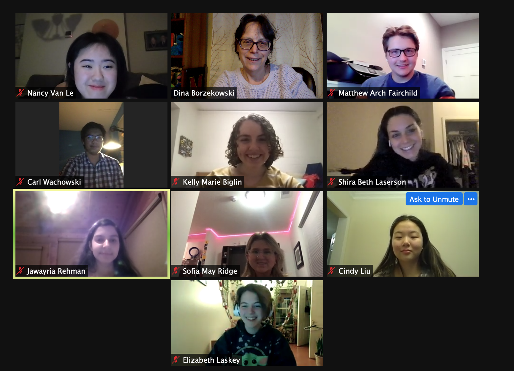 Zoom meeting of Undergraduate student task force for the global health initiative