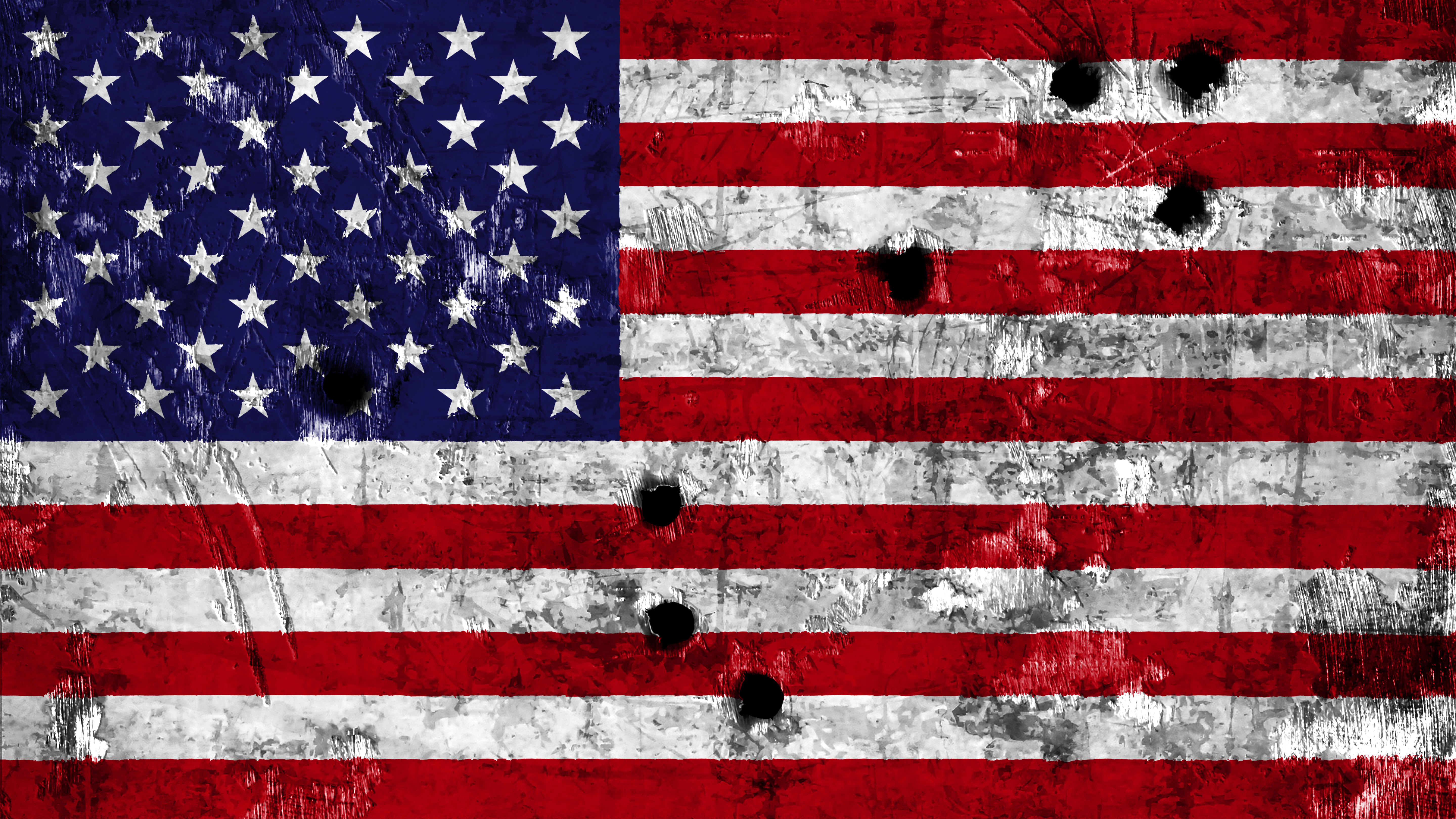 American flag with bullet holes