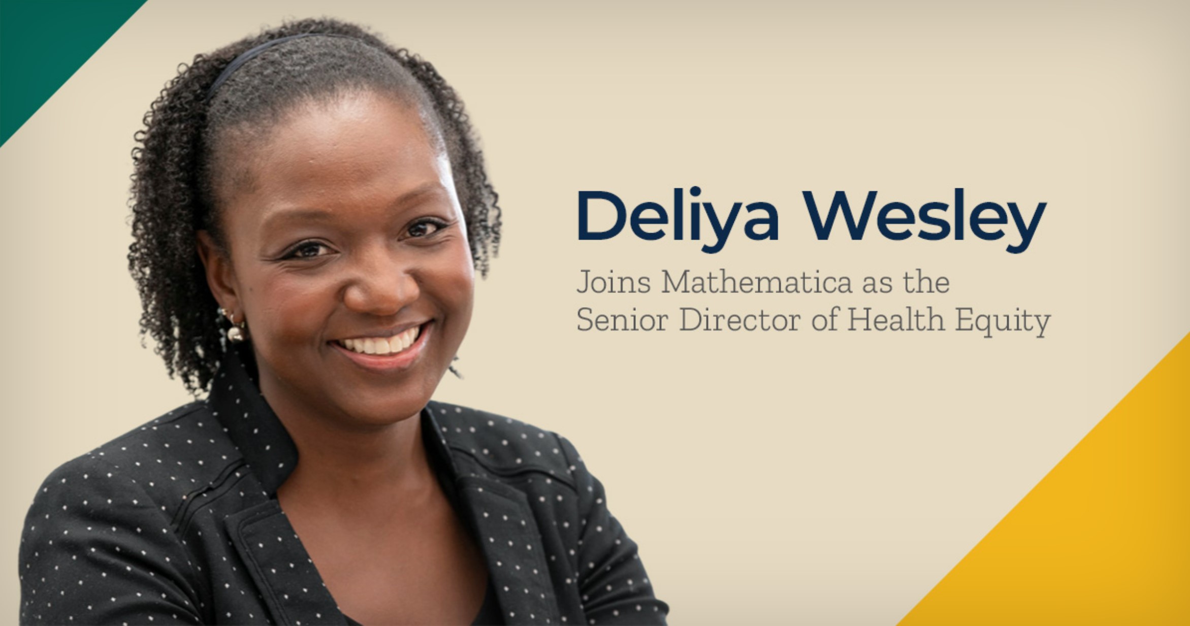 banner with headshot of Deliya Wesley and the announcement of her appointment 