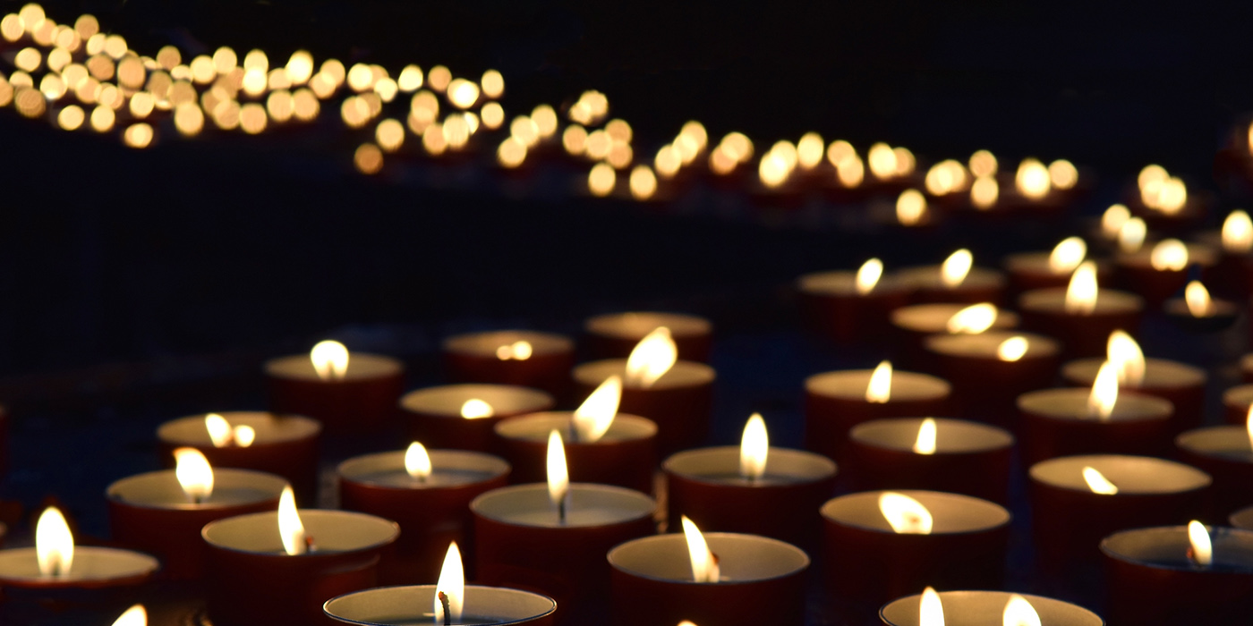 tea light candles representing lives lost