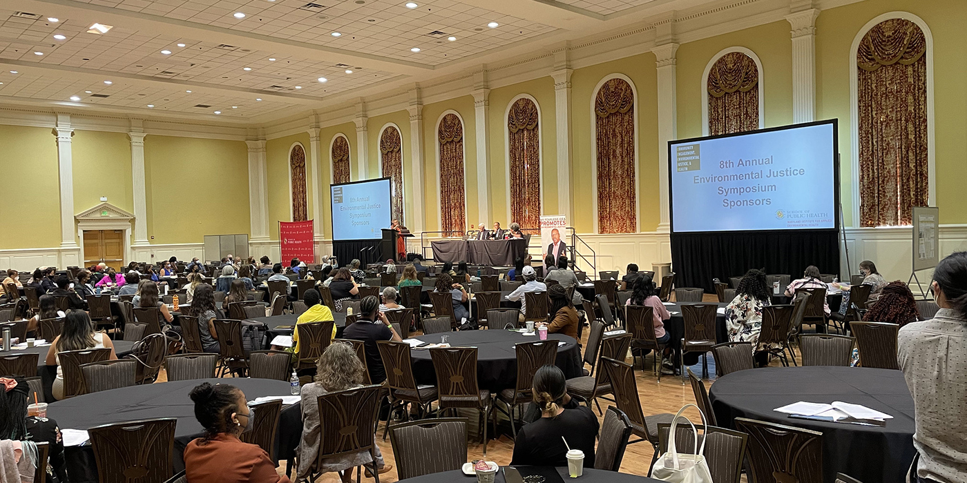 Participants pack the Grand Ballroom of the Stamp Student Union for the 2022 Environmental justice and Health Disparities Symposium 