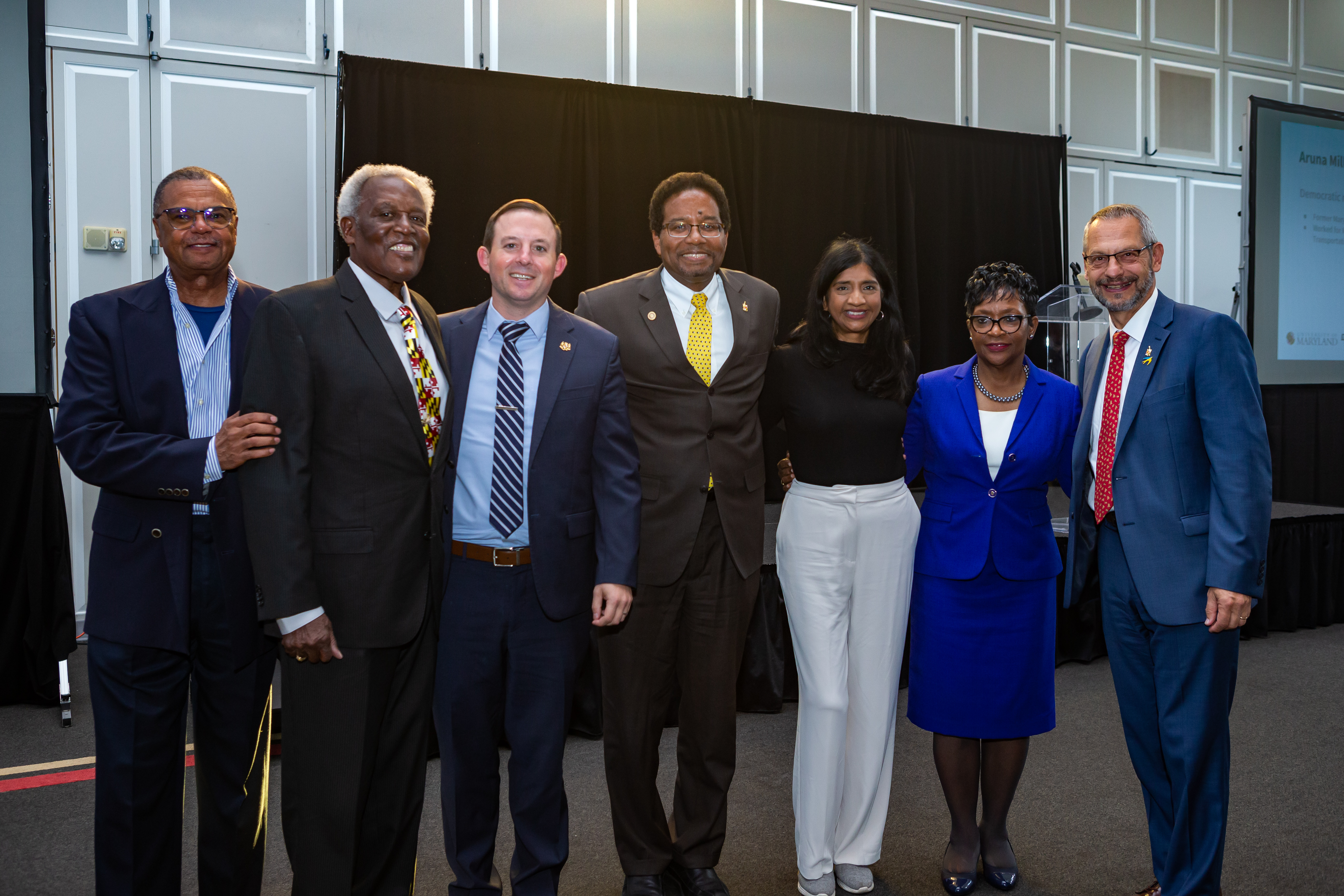 Elected officials and campus leaders gather to support the University of Maryland School of Public Health Legacy Leadership program.