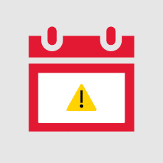 Icon of a calendar with a warning sign on it