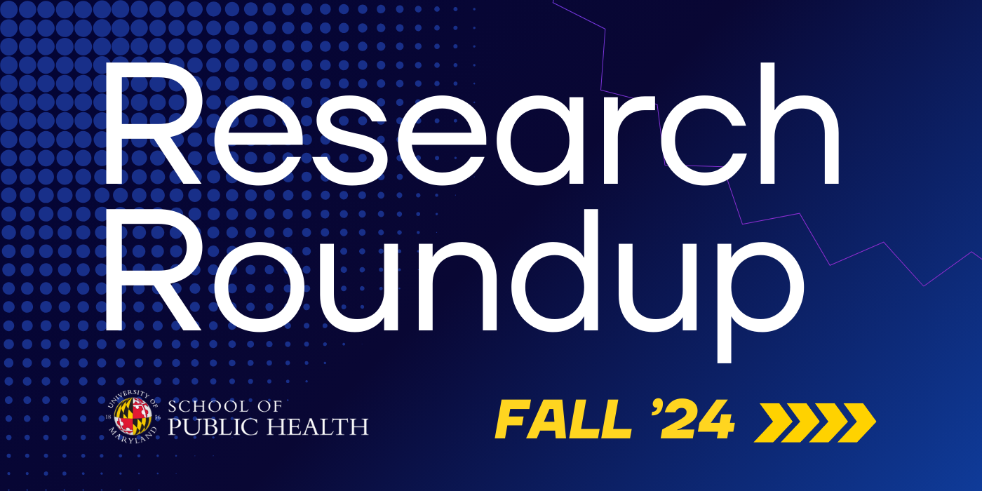 blue background with white lettering "Research Roundup"