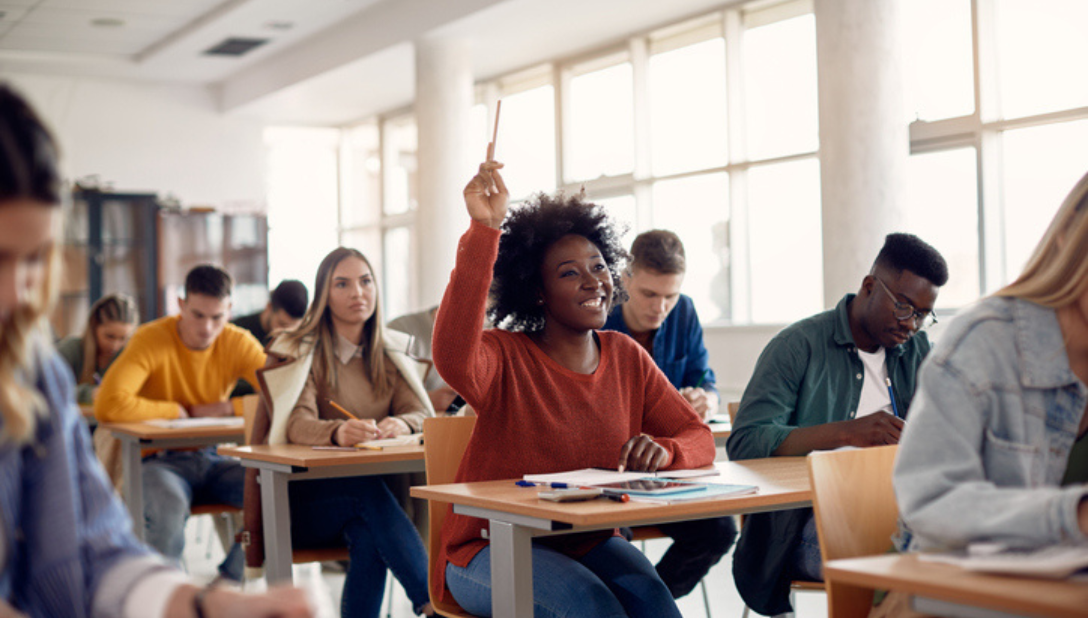 stock image of college classroom