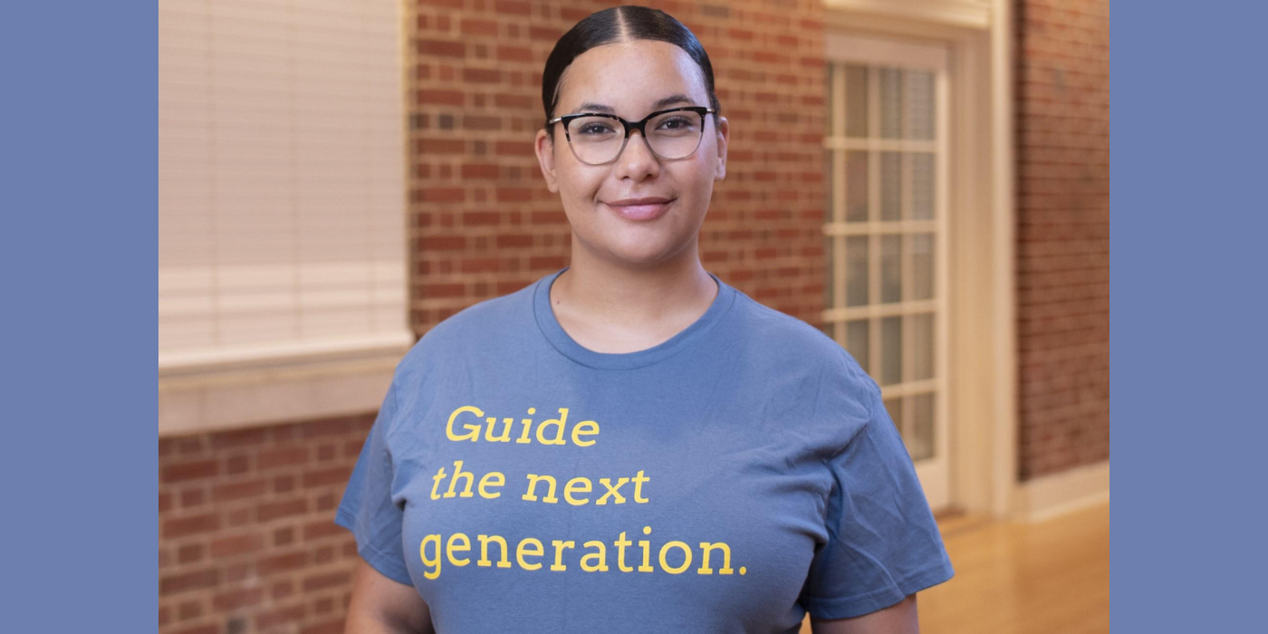 female student wearing a blue shirt