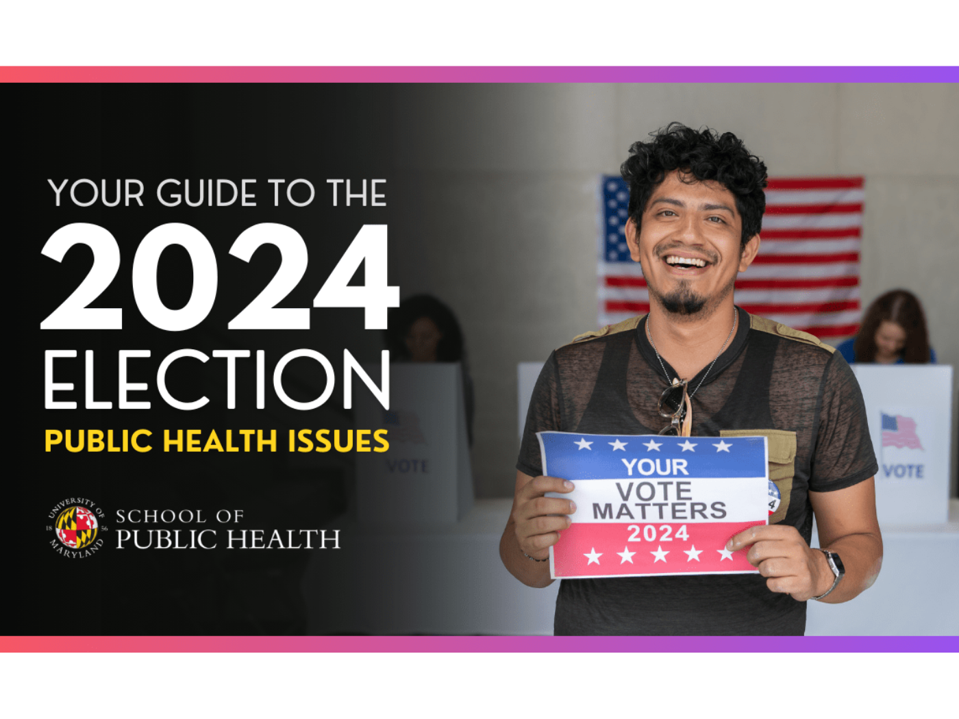 voting guide cover page with brown man holding sign reading Your Vote Matters