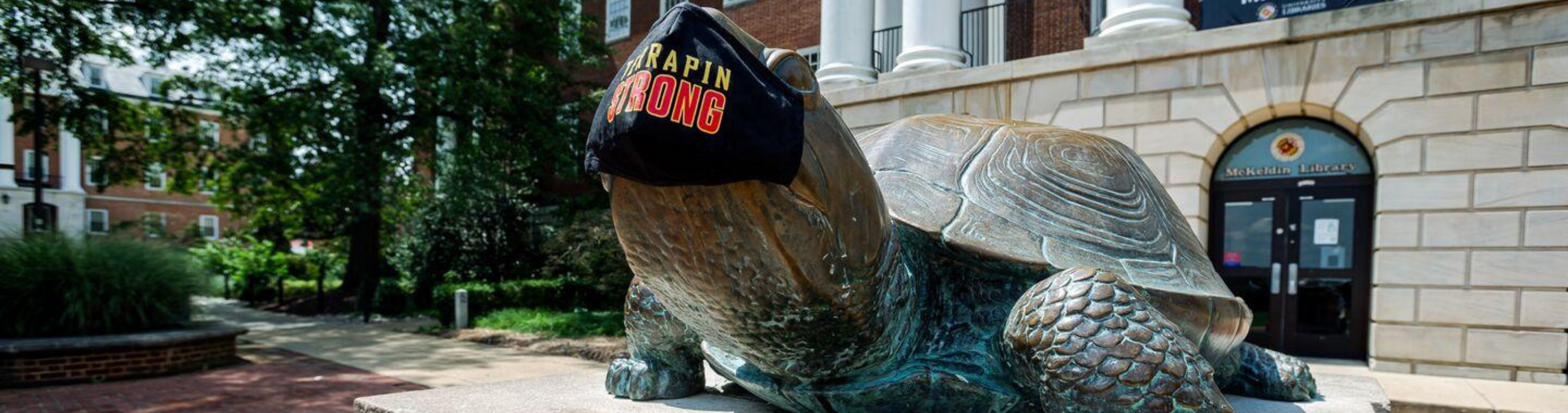 Testudo statue w/ mask on