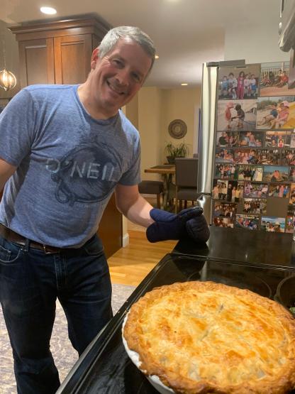 Dad showcasing meal