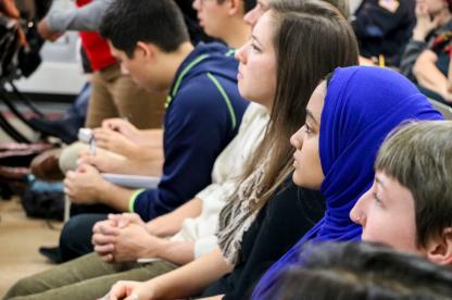 SPH students sitting the SPH lecture hall during SPH Open House.