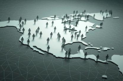 figurines on a map of the united states