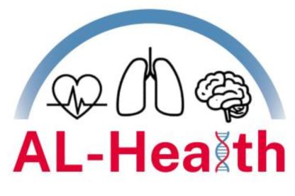 Logo with icons of a heart, lungs and brain and words AL Health