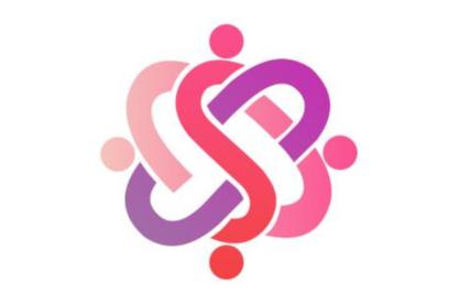 Intricate design of curved lines in bright pink, light pink and purple