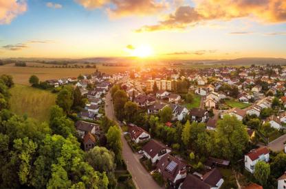 Countryside bordering housing developments