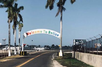 Welcome to Belize sign near airport
