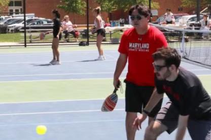 Students playing pickleball