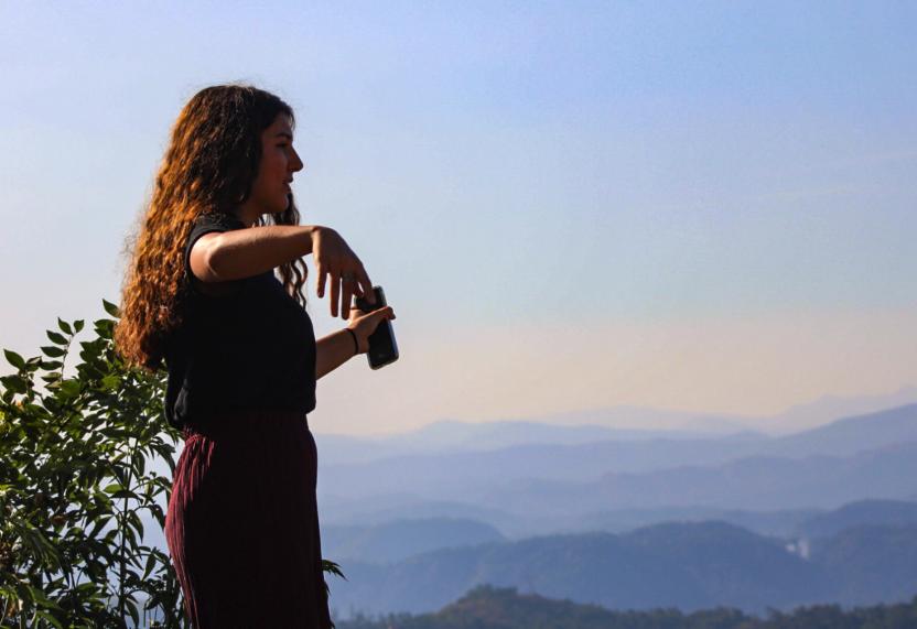 Student studying abroad in India