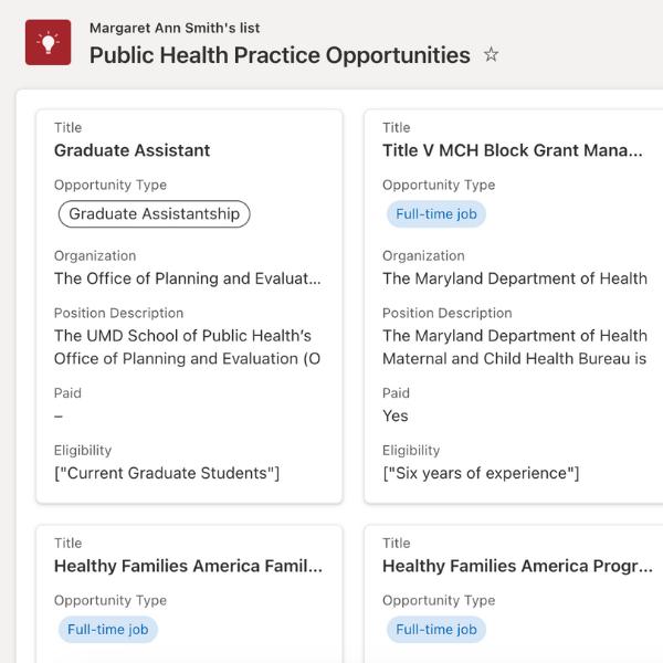 Practice Opportunities Board