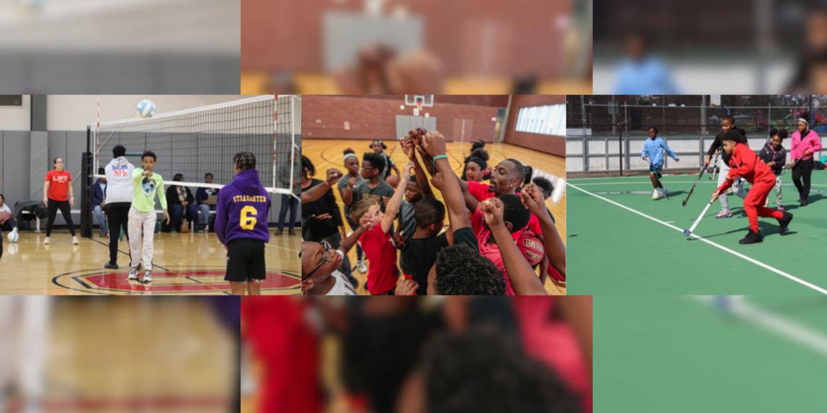 Collage of kids playing sports