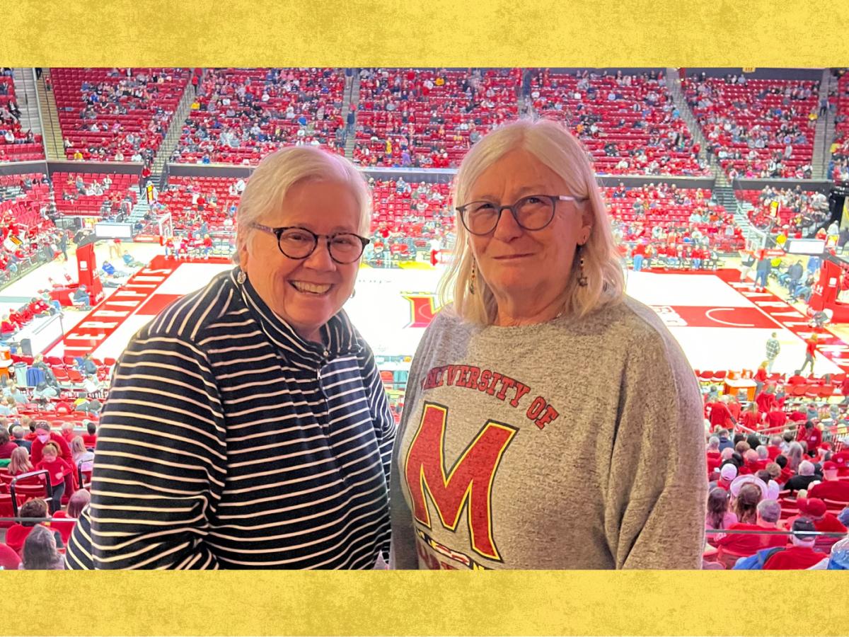 Drs Clark and Whitall at UMD basketball game