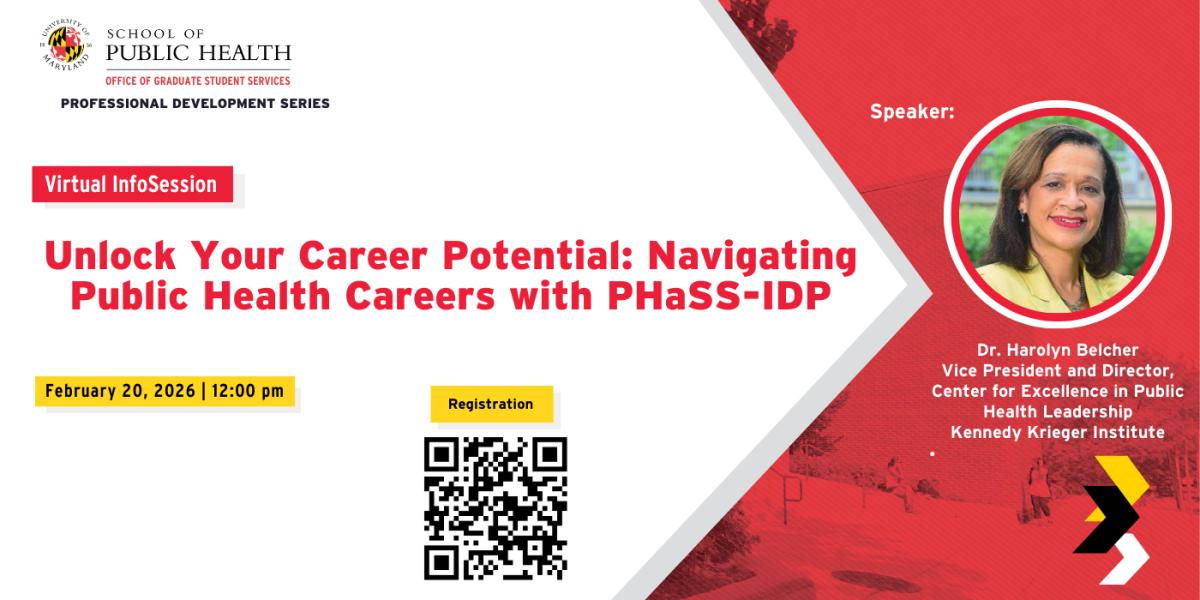 Flyer for the PHASS-IDP information session on Februrary 20, 2026 at 12pm. Presenter is Dr. Harolyn Belcher.