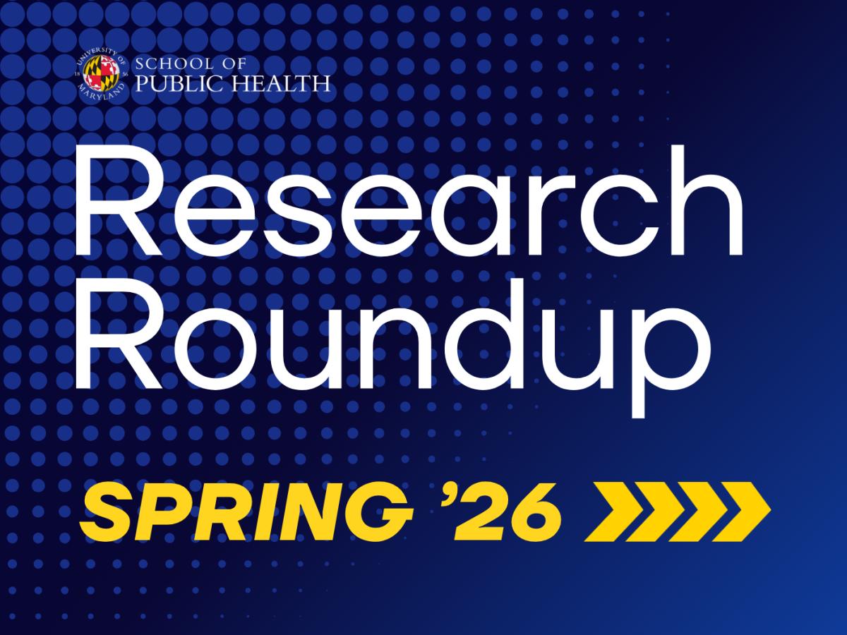 graphic with blue background, white writing RESEARCH ROUNDUP and yellow writing SPRING ‘26