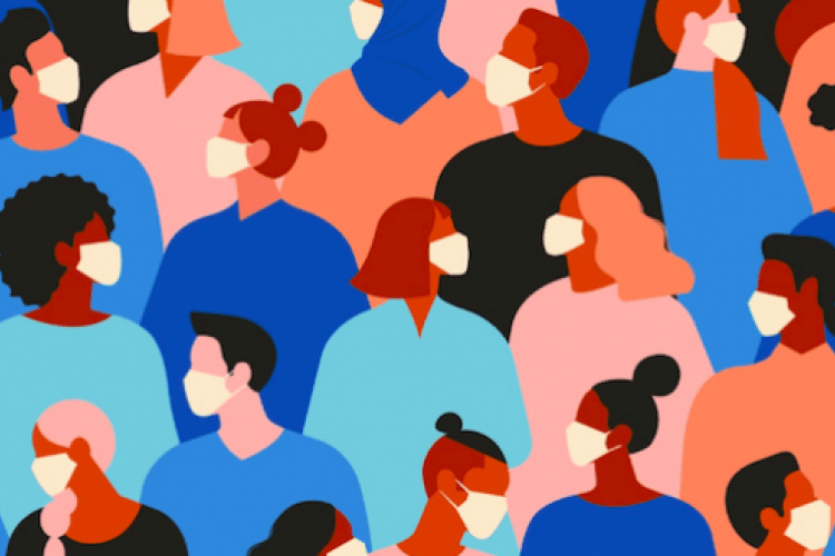 Illustration of people with masks