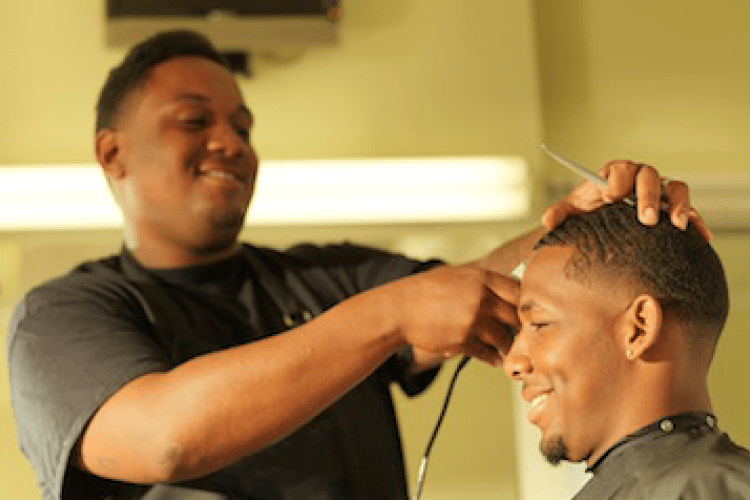 Black men in barbershop