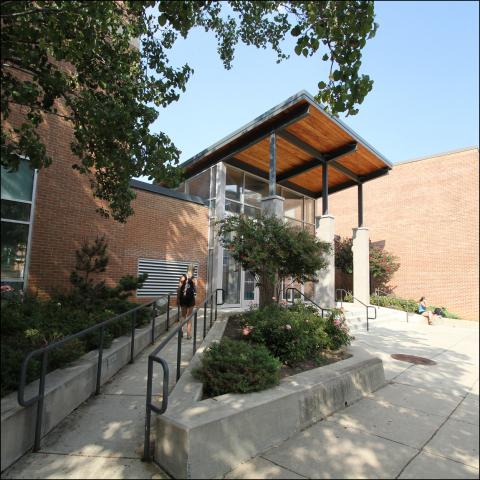 Front Entrance of School of Public Health building at the University of Maryland 