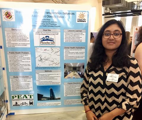 Anika presented PEAT Study research on adolescent active transportation at the UMD Scholars Showcase on May 4, 2017.