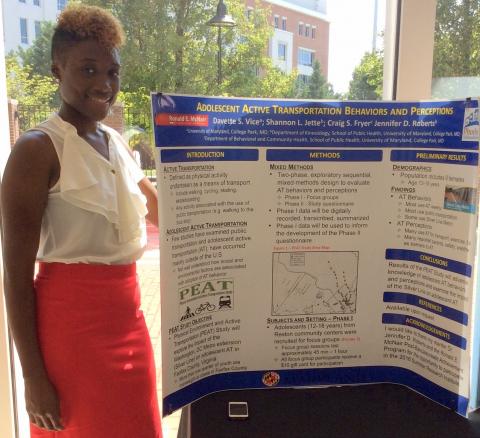 Davette presenting PEAT Study research at the McNair Scholars Poster Presentation, University of Maryland College Park, July 8, 2016.