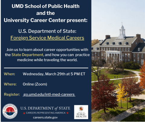 Foreign Service Medical Careers - Virtual Information Session 3/29 @ 5pm. RSVP required. 