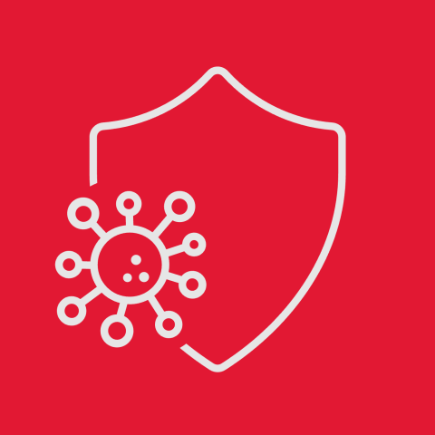 Icon of a shield blocking a virus particle