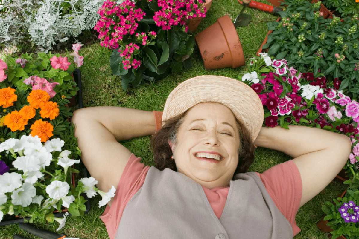 Happy woman gardening