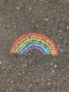 Rainbow drawing sidewalk chalk 