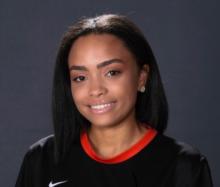 Girl with black shirt and red collar