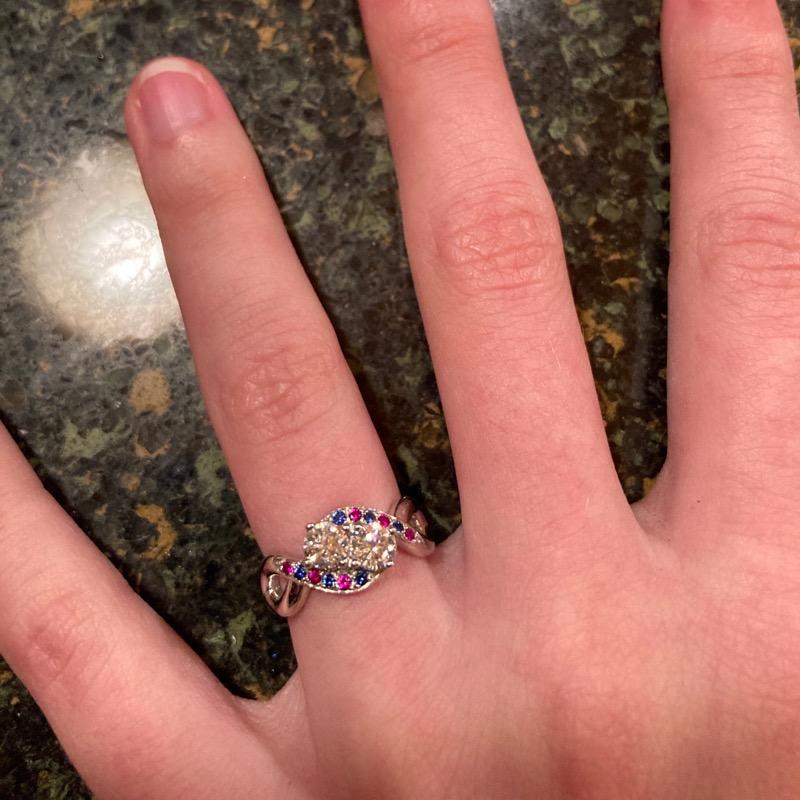 Dana Ackerman's hand showing engagement ring