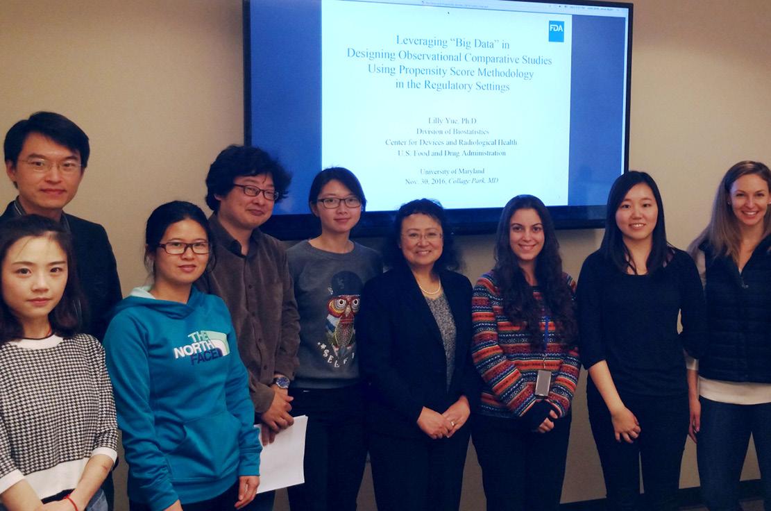 Group picture after a seminar with Dr. Lilly Yue, Deputy Director for Pre-Market and Operations, Division of Biostatistics, Center for Devices and Radiological Health, U.S. Food and Drug Administration