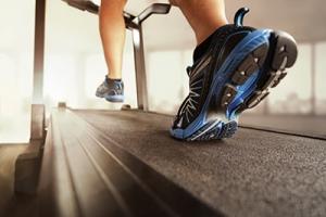 Feet running on a treadmill 