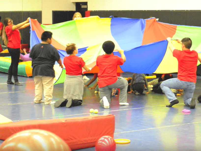 Children with parachute
