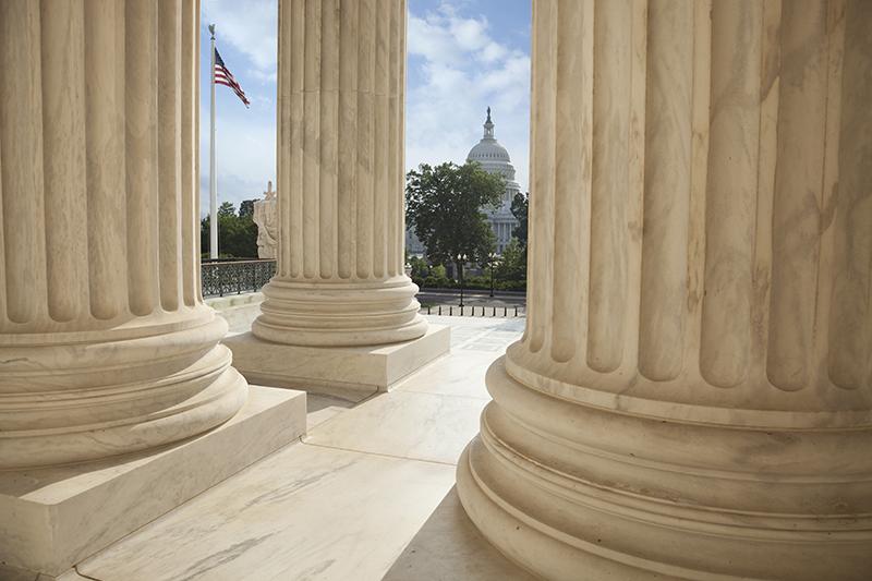 View of US Capitol building from Supreme Court