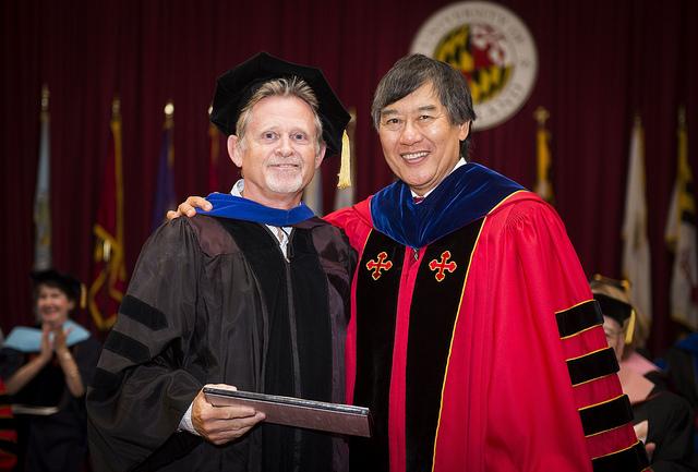 Professor Robin Sawyer with President Wallace Loh of the University of Maryland