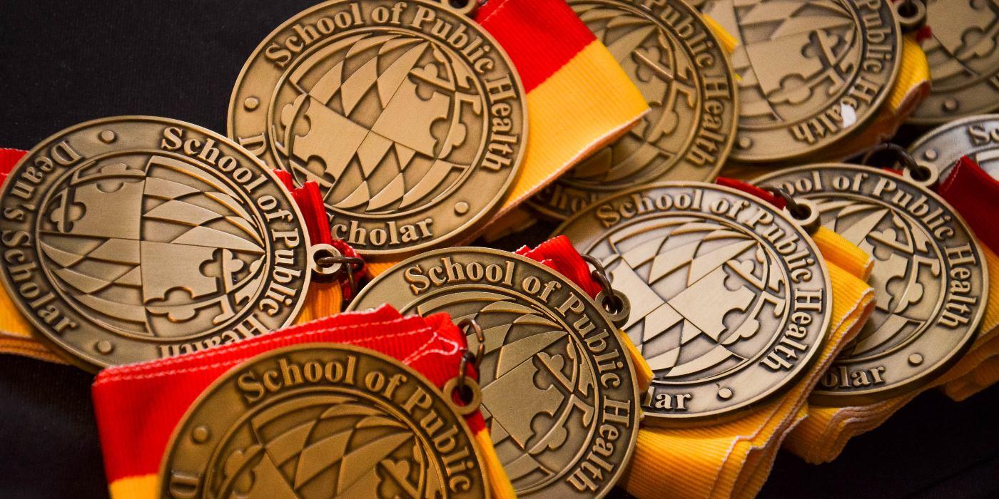 SPH scholar award medals from the University of Maryland 