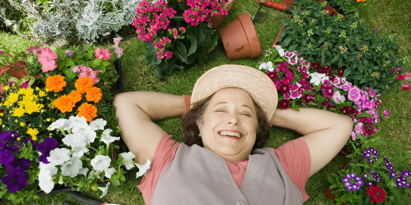 Happy woman gardening