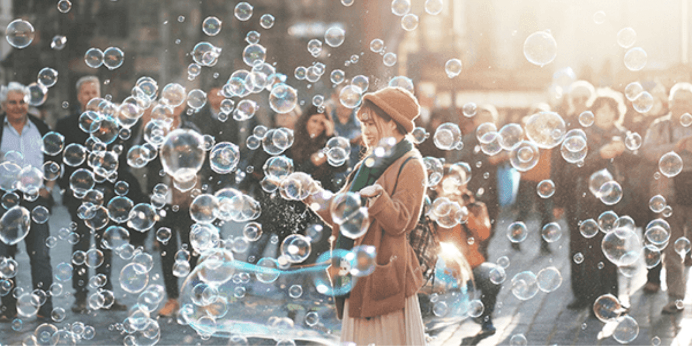 Happy Woman with Bubbles