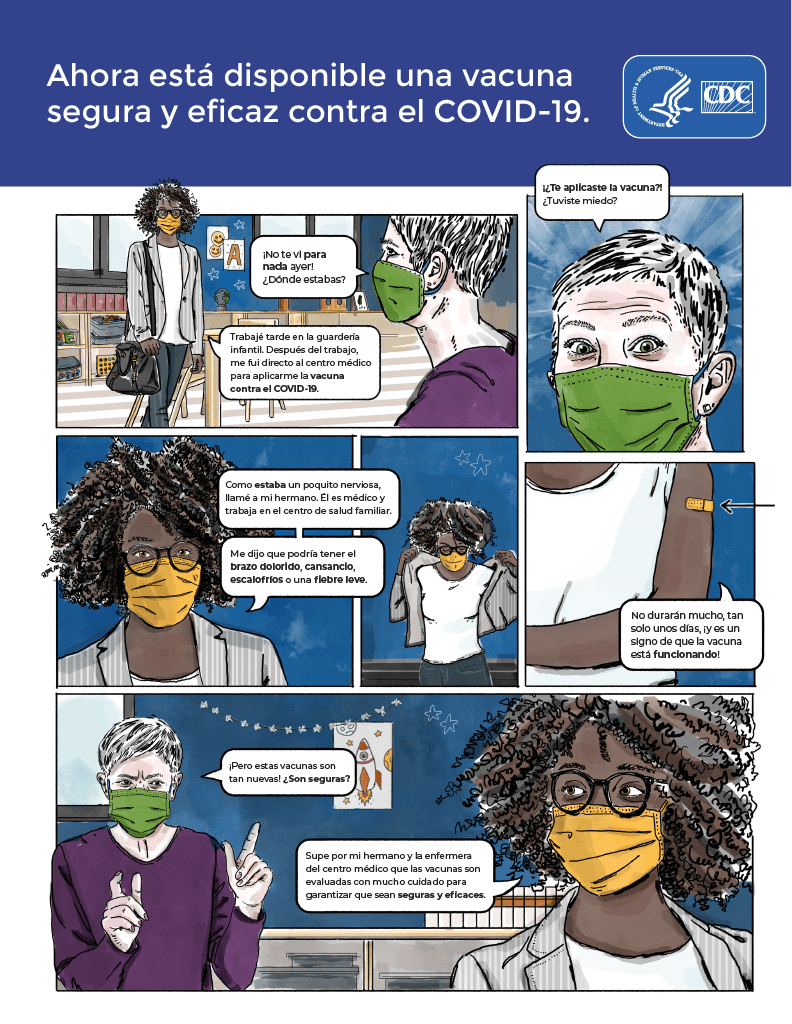 Comic from CDC about COVID-19 Spanish
