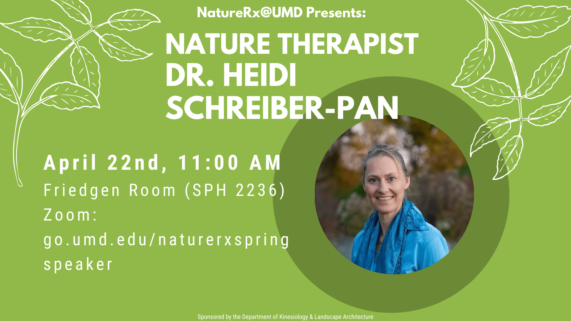 NatureRx@UMD Presents Nature Therapist Dr. Heidi Schreiber-Pan