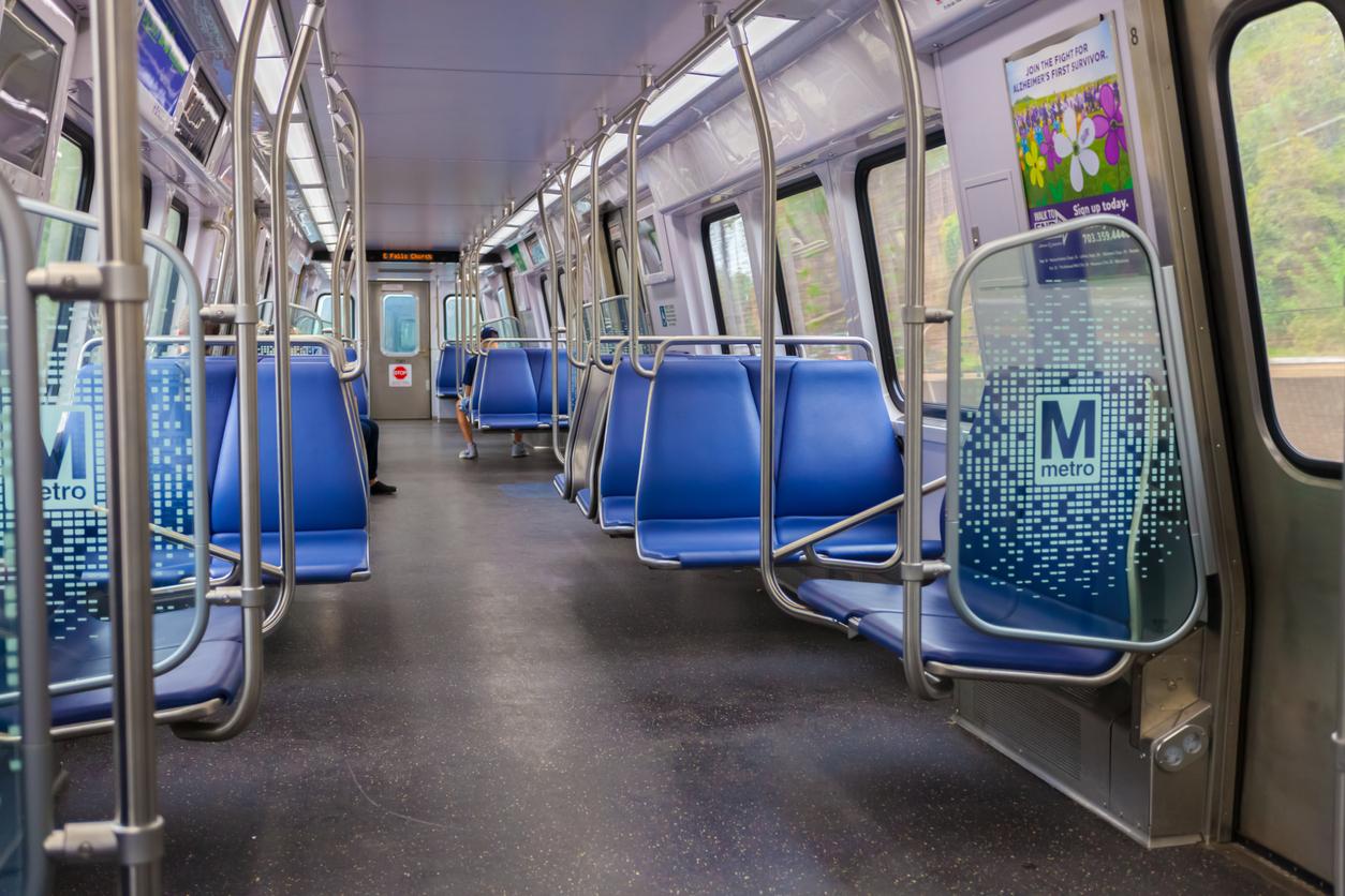 Interior of Metro car in Washington DC area