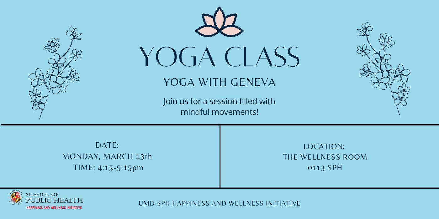 Event flyer displaying details for the yoga event 